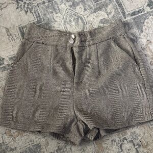 SHEIN Black and White Herringbone High Waist Shorts